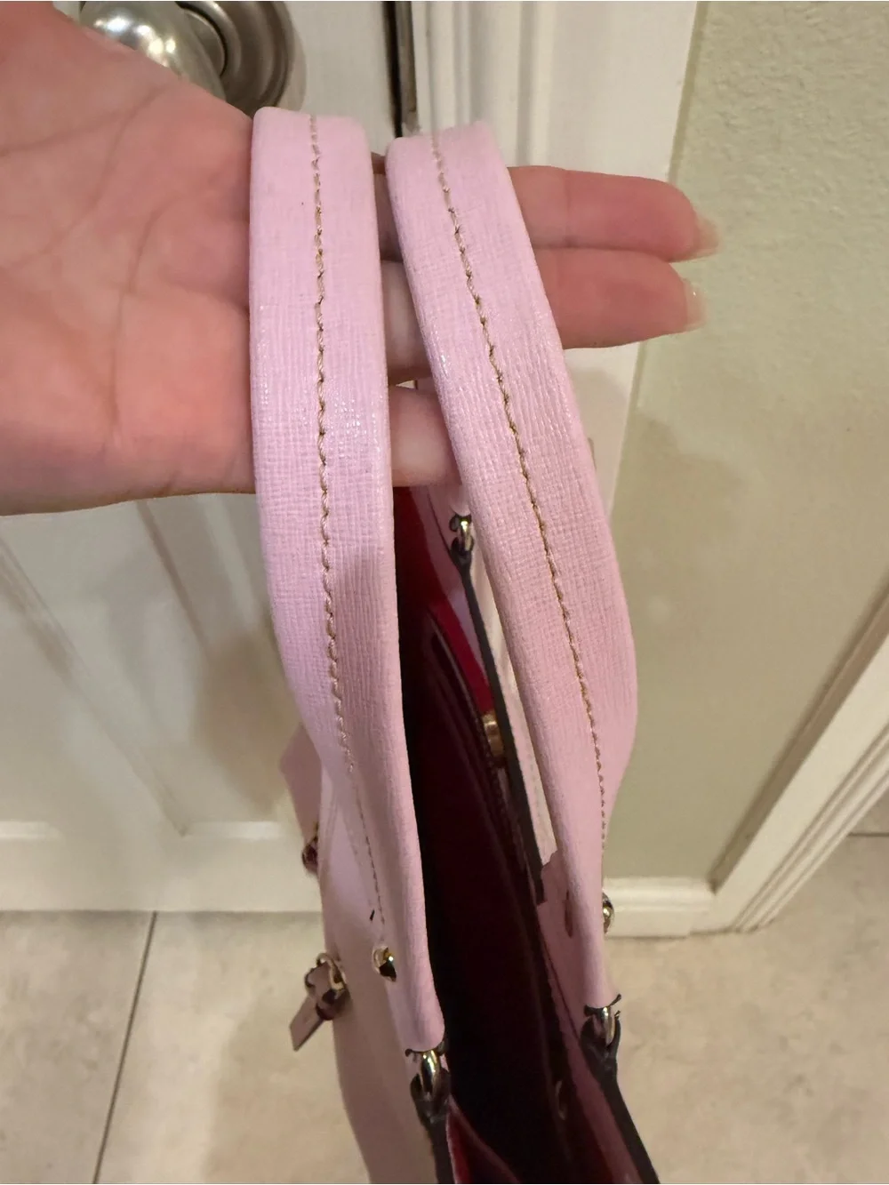 Dooney & Bourke Sara Pink Saffiano Shoulder Tote with Gold Hardware - Picture 8 of 12
